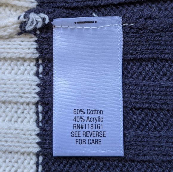 Arpeggio Ribbed Cozy Cotton Cropped Sweater in Navy Stripe, XS NWT - Picture 5 of 5